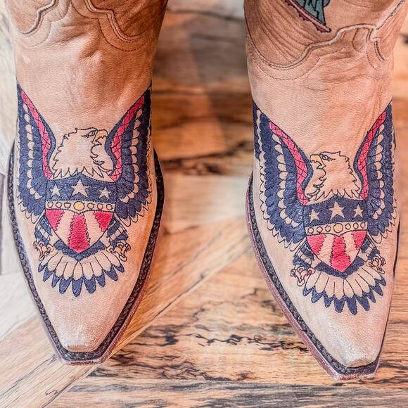 Rare Old Gringo Statue of Liberty Bald Eagle Tattooed Cowgirl Boots, Women’s 11B - Picture 2 of 10
